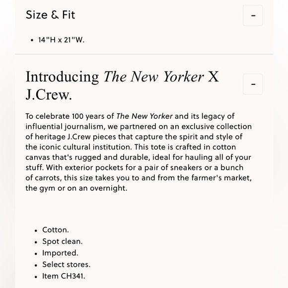 NWT J.CREW X COLAB THE NEW YORKER HEAVY  TOTE BAG - Picture 2 of 7